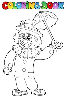 Coloring book with happy clown 6 clipart