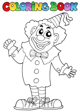 Coloring book with happy clown 7 clipart