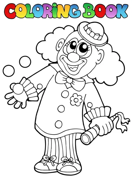 Målarbok med glad clown 8 — Stock vektor