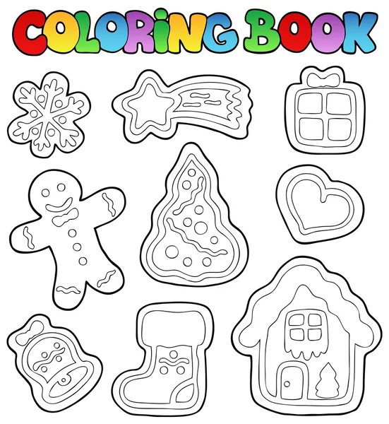 Coloring book gingerbread 1 — Stok Vektör