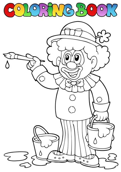 Coloring book with cheerful clown 2 — Stock Vector