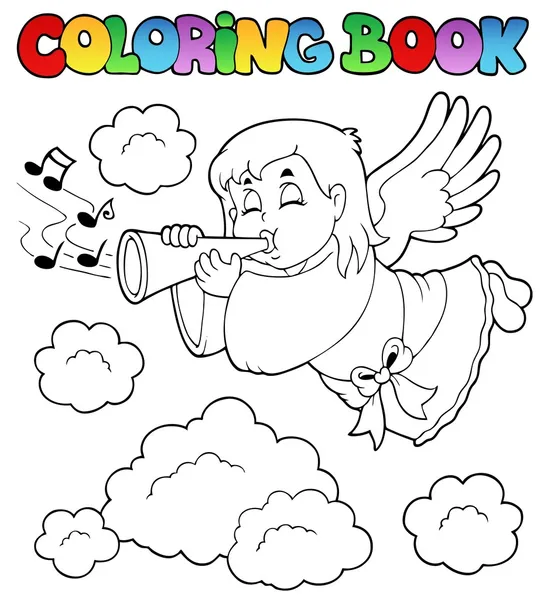 Färg bok angel temabild 3 — Stock vektor