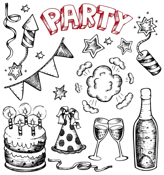 Party drawings collection 1 — Stock Vector
