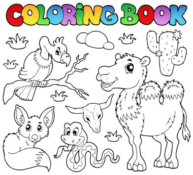 Coloring book desert animals 1 clipart