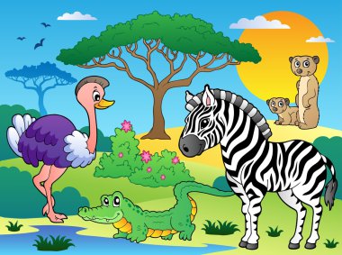 Savannah scenery with animals 6 clipart