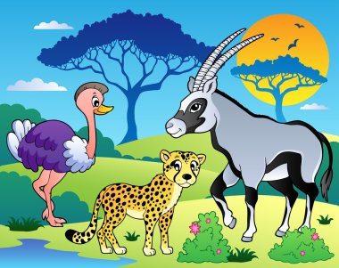 Savannah scenery with animals 7 clipart