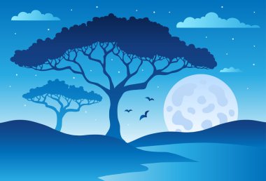 Savannah scenery with trees 2 clipart