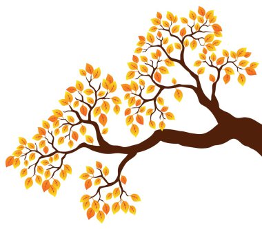 Tree branch with orange leaves 1 clipart