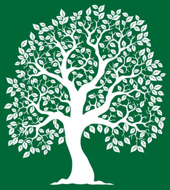 White tree on green background 2 clipart