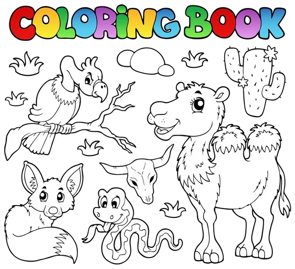 Coloring book desert animals 1 — Stock Vector