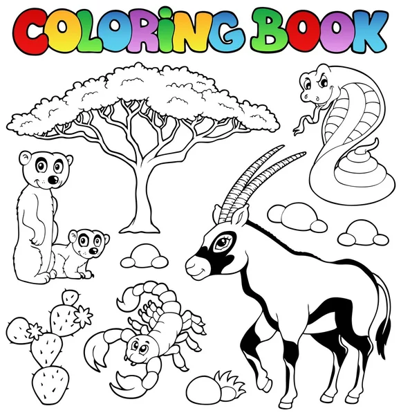 Coloring book savann djur 1 — Stock vektor