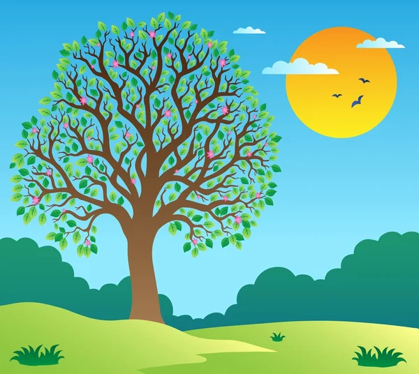 Sahne Yapraklı ağaç 1 — Stok Vektör