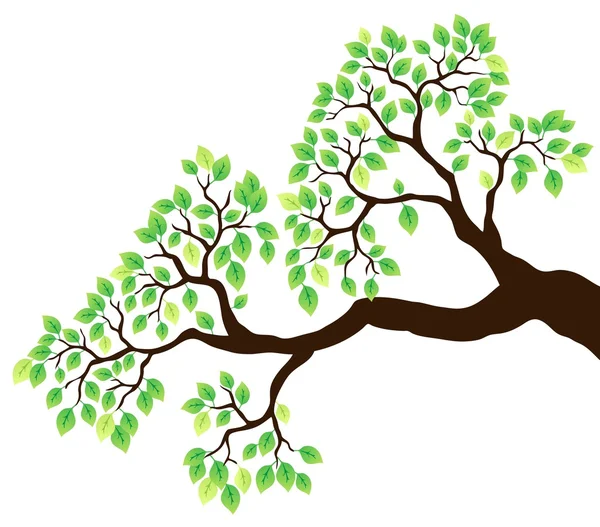 Tree branch with green leaves 1 — Stock Vector