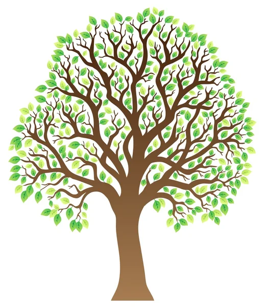 Yeşil yaprakları 1 olan ağaç — Stok Vektör