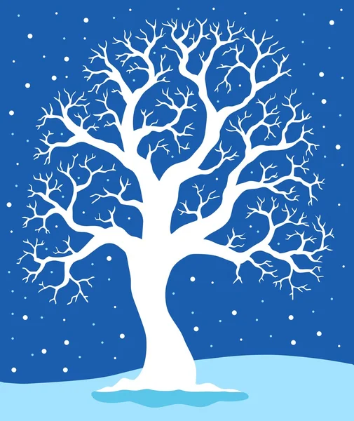 White tree on blue background 1 — Stock Vector