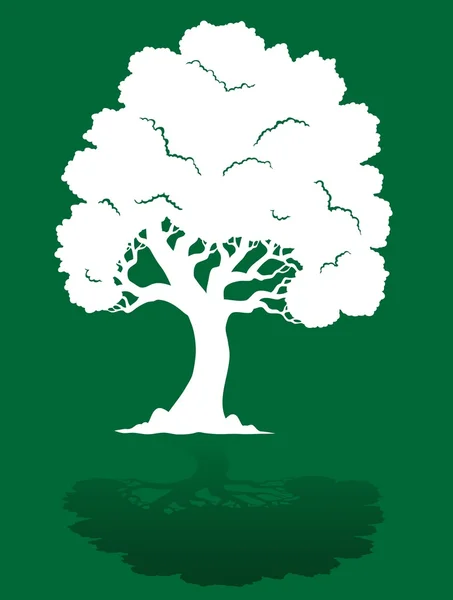 Árbol blanco sobre fondo verde 1 — Archivo Imágenes Vectoriales