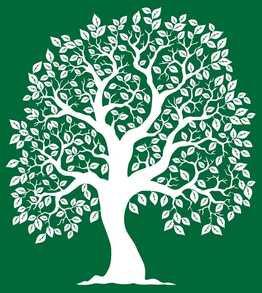 緑色の背景で 2 白いツリー — ストックベクタ