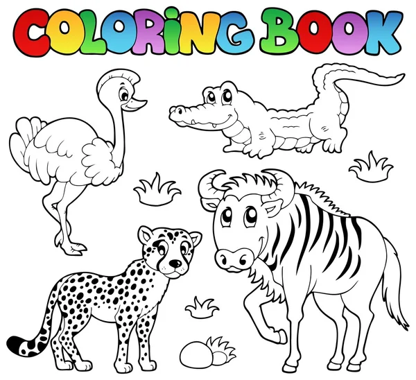Coloring book savannah animals 2 — Stock Vector