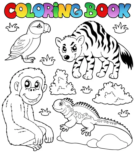 Coloring book zoo animals set 2 — Stock Vector