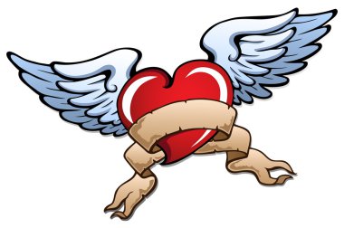 Stylized heart with wings 2 clipart