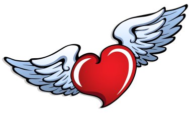 Stylized heart with wings 1 clipart