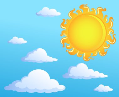 Sun with clouds theme 1 clipart