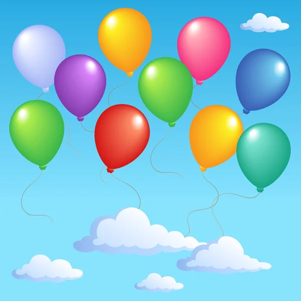 stock vector Blue sky with inflatable balloons 1