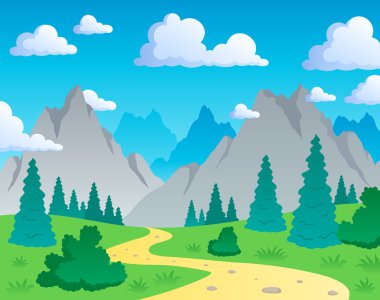 Mountain theme landscape 1 clipart