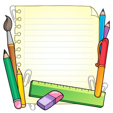 Notepad blank page and stationery 1 clipart