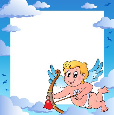 Valentine frame with Cupid 7 clipart