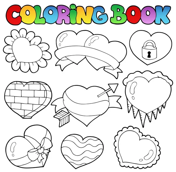 Colorir coleção corações livro 1 — Vetor de Stock