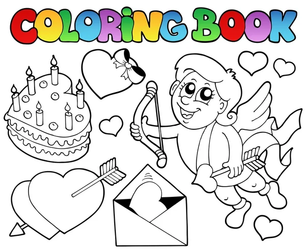 Libro da colorare Valentine tema 4 — Vettoriale Stock
