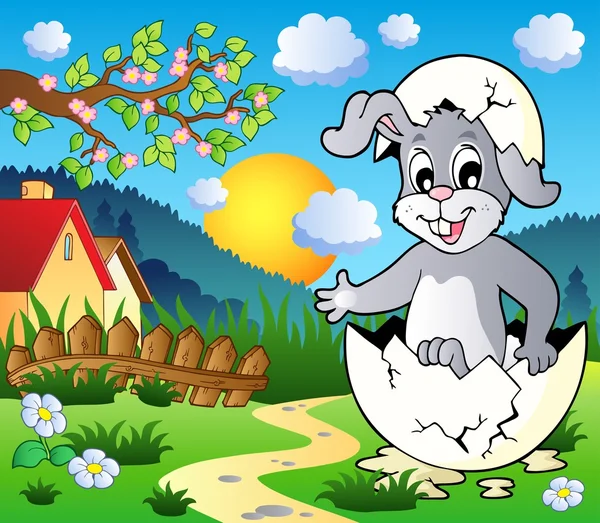Immagine tema coniglietto di Pasqua 3 — Vettoriale Stock