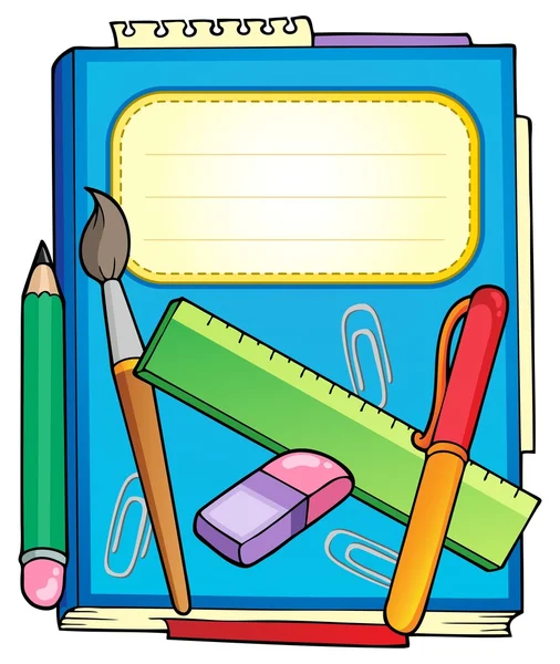 School notepad with stationery — Stock Vector