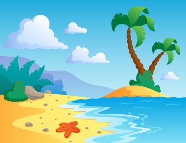 Beach theme scenery 1 clipart