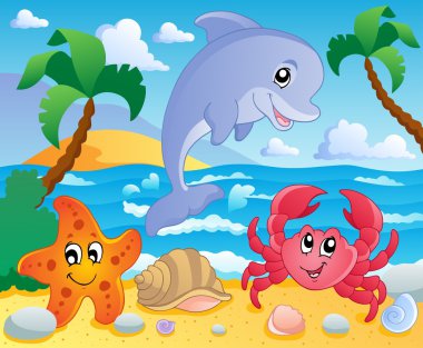 Beach theme scenery 3 clipart