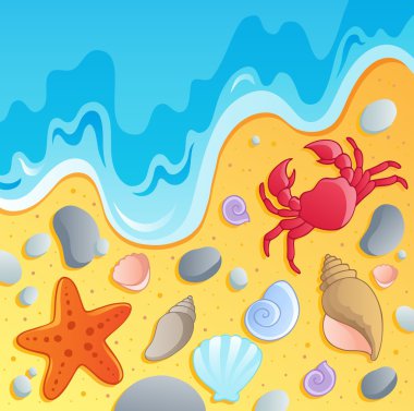 Beach with shells and sea animals 1 clipart