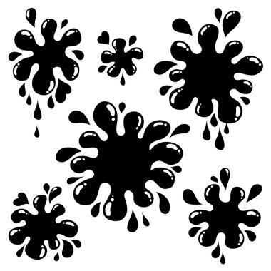 Black ink blots collection 1 clipart