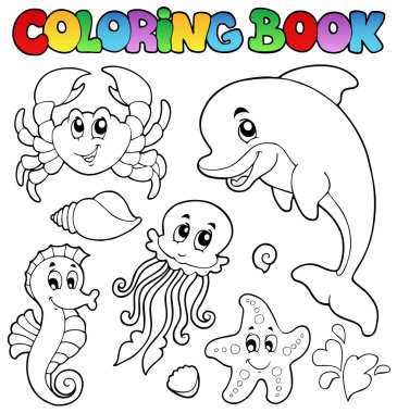 Coloring book various sea animals 2 clipart