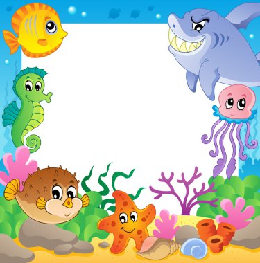 Frame with underwater animals 2 clipart