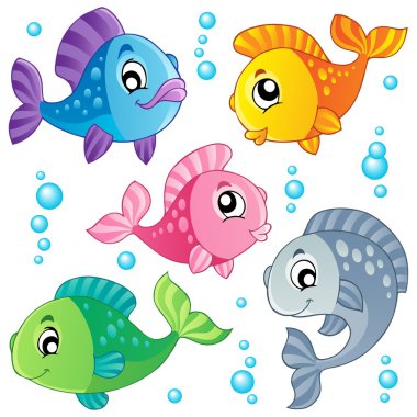 Various cute fishes collection 3 clipart