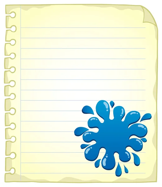 Página de bloc de notas en blanco con mancha de tinta — Vector de stock