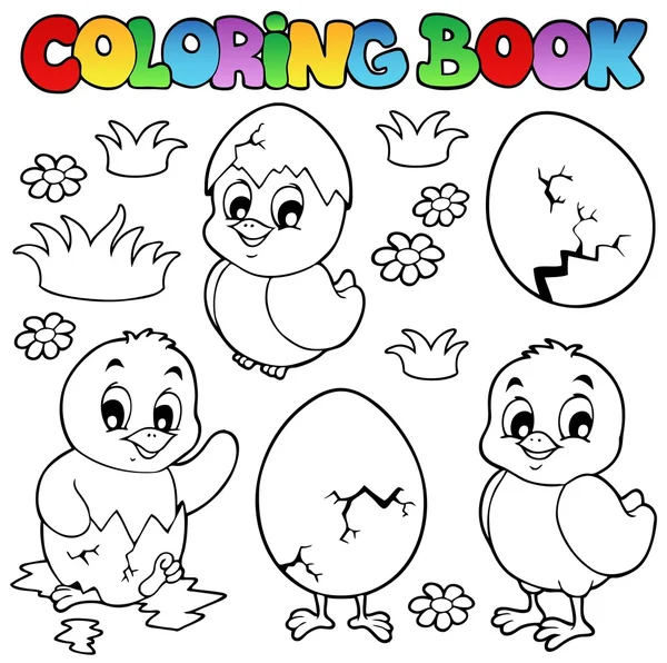 Coloring book with cute chickens — Stock Vector