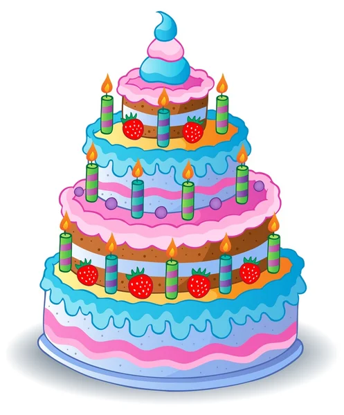Decorated birthday cake 1 — Stock Vector