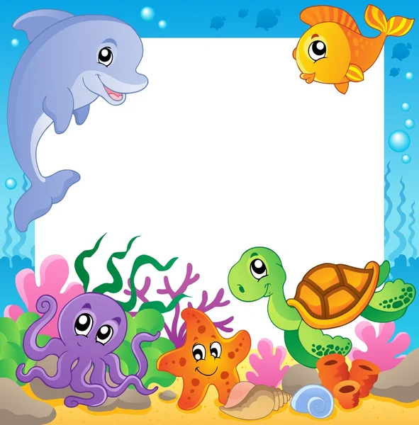Frame with underwater animals 1 — Stock Vector