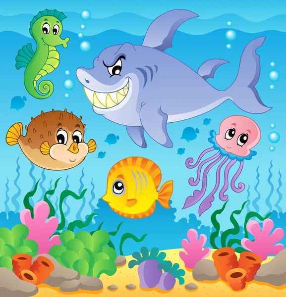 Bild mit Unterwasser-Thema 3 — Stockvektor