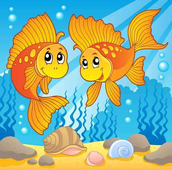 2 つのかわいい金魚 — ストックベクタ