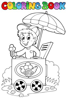 Coloring book with ice cream man clipart