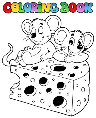Coloring book with mouse 1 clipart