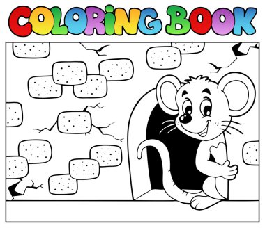 Coloring book with mouse 3 clipart